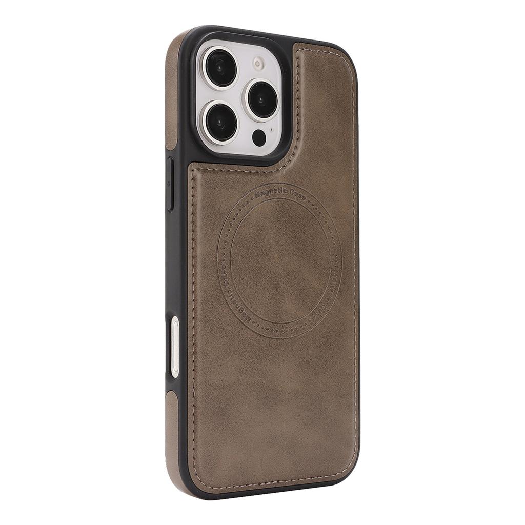 Coque de téléphone à chargement sans fil magnétique pour iPhone 12 - 17, 8 couleurs en cuir PU végan, protection antichoc intégrale
