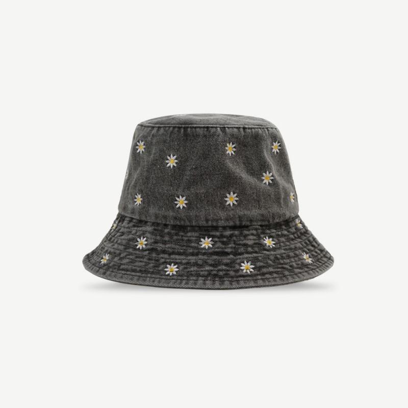 Cappello a Secchiello in Denim da Donna Cappello da Pescatore Ricamato con Margherita Lavata Cappelli Estivi Vintage da Donna Hip Hop Viaggio Casual Cappello da Sole Nuovo