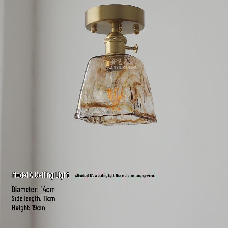 

Retro Brass & Glass Bedside Lamp - Single Head Chandelier for Bedroom, Restaurant, Bar, or Store Entry. Without Bulb