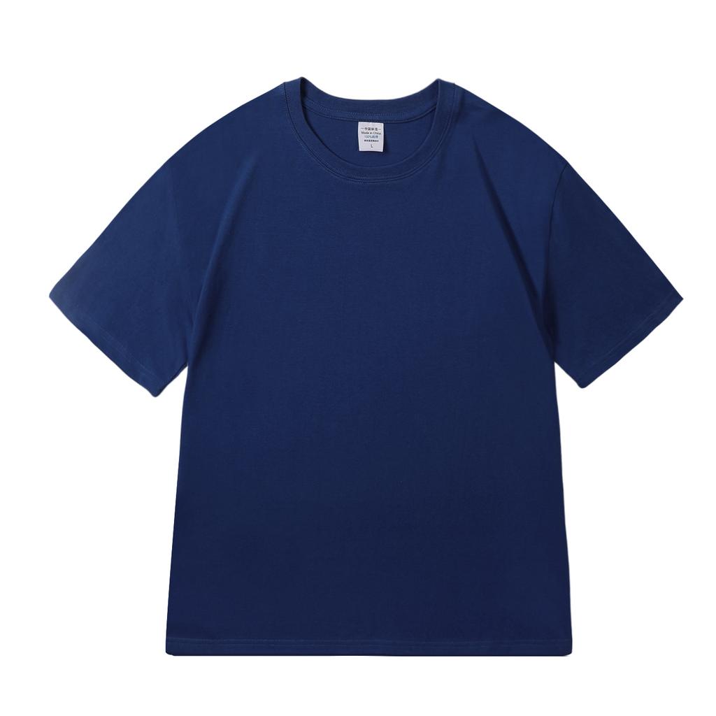 Solid Color Short-Sleeved T-Shirt Men'S 200G Pure Cotton Loose And Versatile Time-Simple Bottoming Shirt Combed Cotton Crew Neck Shoulder Top