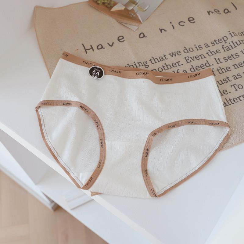 Large Size Baby Cotton Antibacterial Simple Tone Pure Cotton Women's Underwear Mid Waist Triangle Panties
