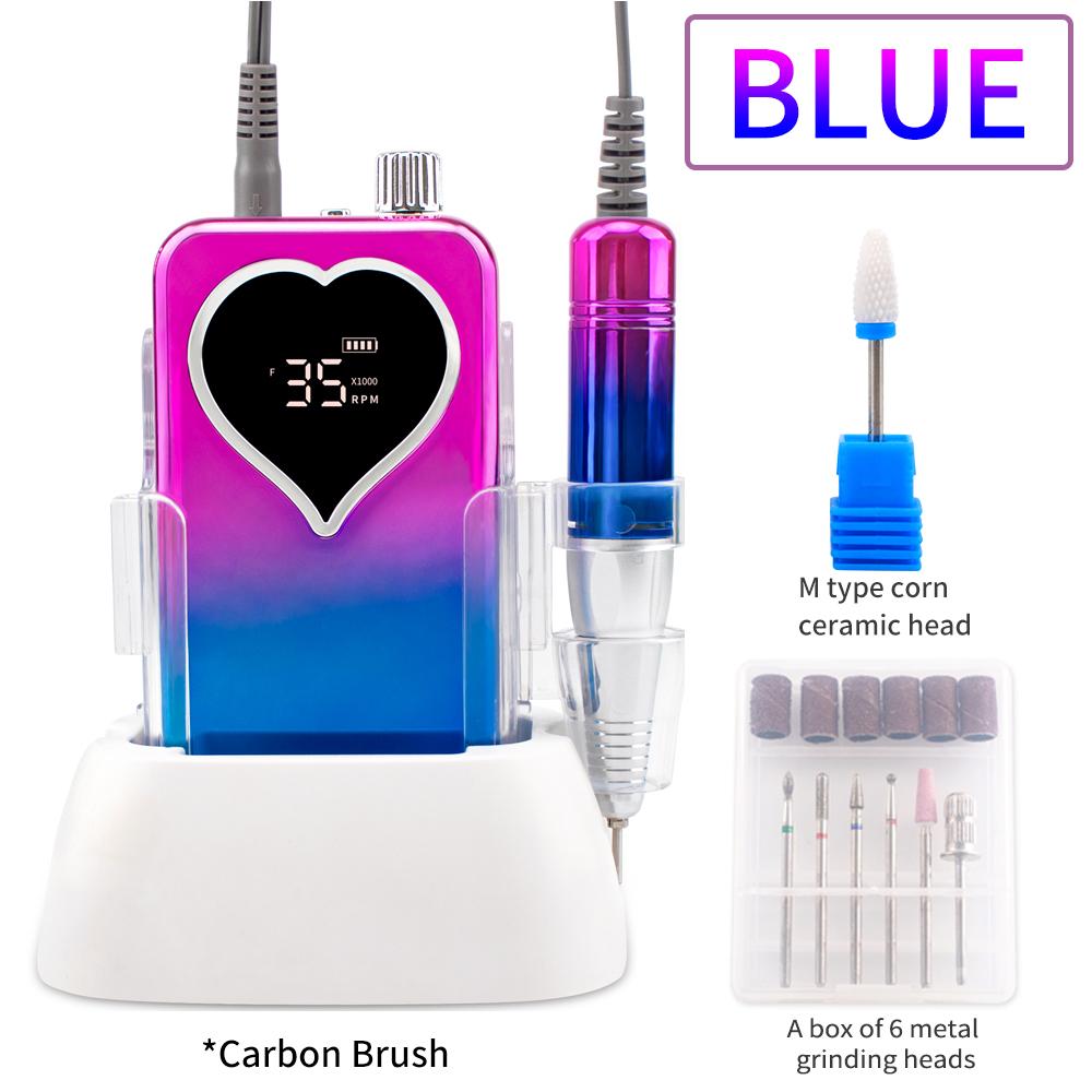 

BEPAN Professional 35000RPM Nail Drill Machine Portable Nail File Nail Tools Manicure Machine Nail Drill Bits Polisher 45W US синій