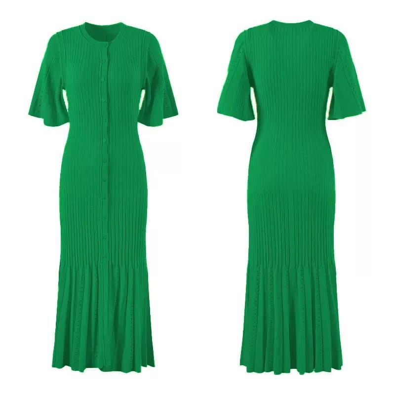 

Новый французский элегантный аромат Высококлассное облегающее вязаное платье-русалка с вырезами Облегающее вязаное платье с рыбьим хвостом XL зелёный