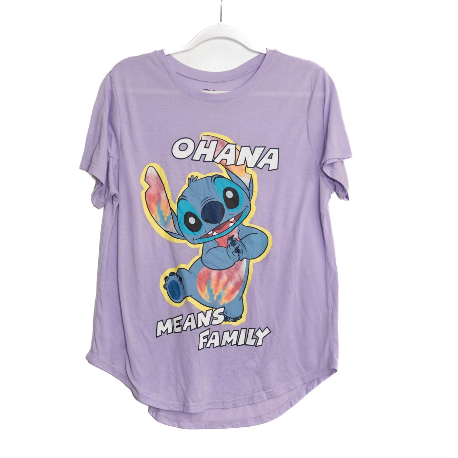 Disney Stitch Size XXL(19) Ohana Means Family Lavender T-Shirt XXL