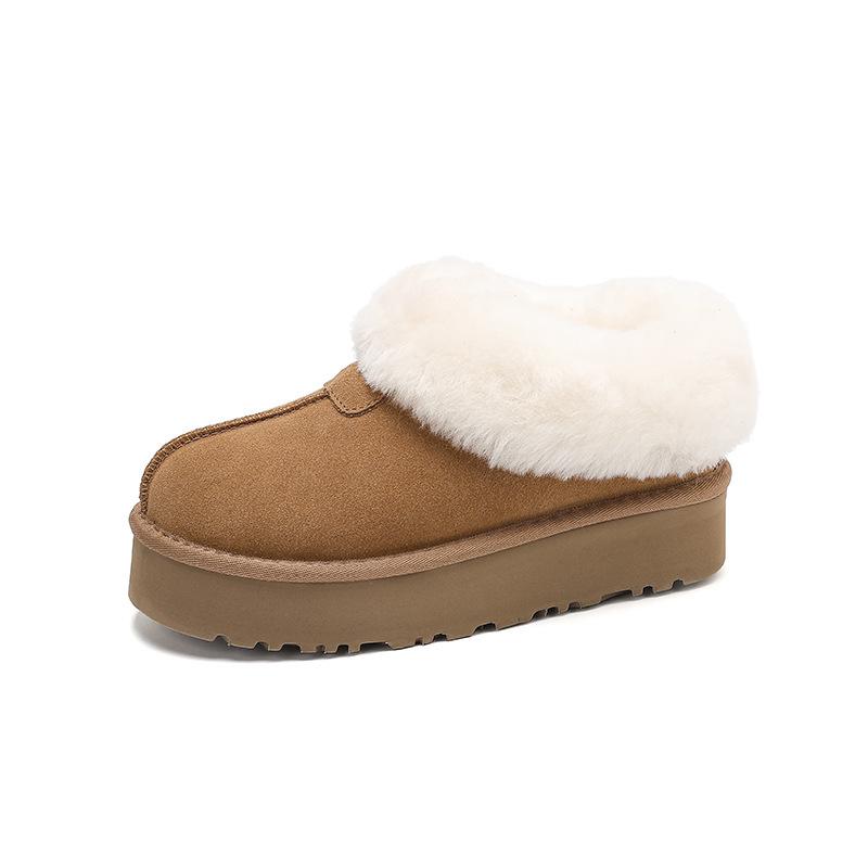 

Women s Waterproof Genuine Leather Snow Boots with Thick Soles - 2025 New Style, Winter Height-Increasing, Low-Top, Wool-Lined, Thickened Cotton. 35