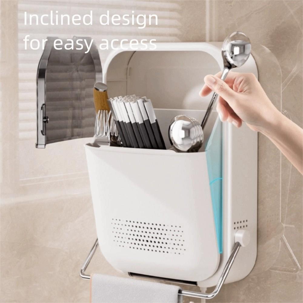 Dustproof Design Flip Top Chopstick Storage Kitchen Wall Mounted Storage Box  Home Storage