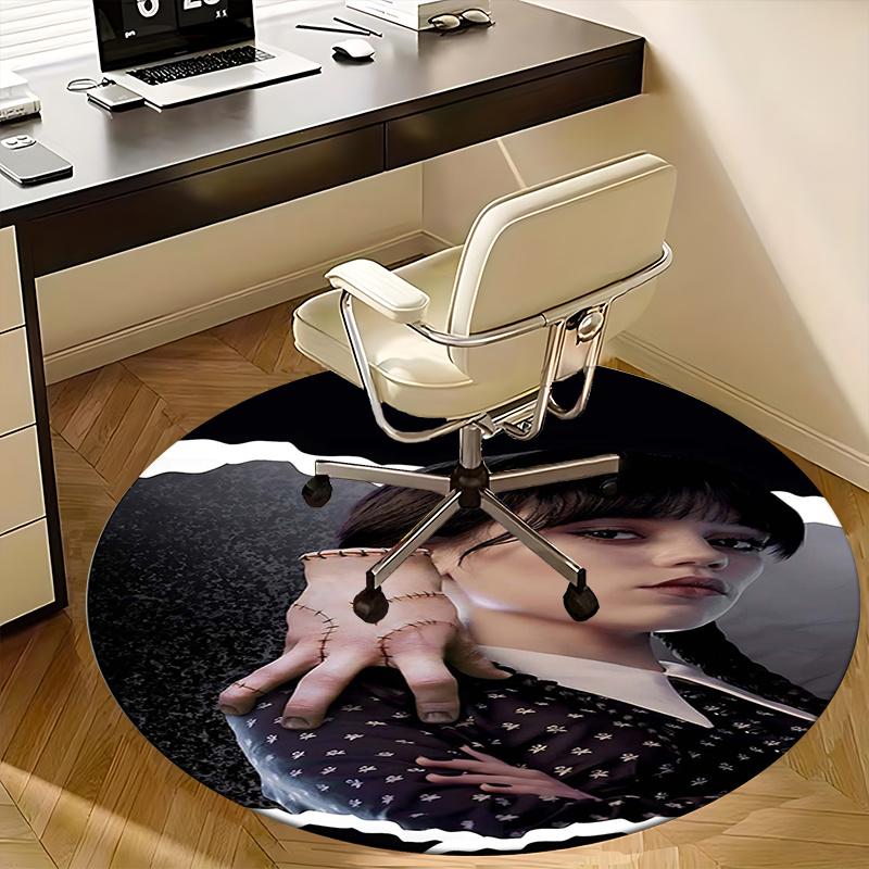 The Addams Family,Gothic Fashion Chair Mat Round Rug Office Carpet, Machine Washable, Non Slip, Suitable for Living Rooms, Bedrooms