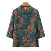 Elderly Women's Floral 3/4 Sleeve Lapel Blouse