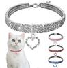 Neue Katze Hundehalsband Dreireihiges Elastisches Strass Haustierhalsbänder Liebesdekoration Halskette Welpe Kätzchen Ornament Haustierbedarf