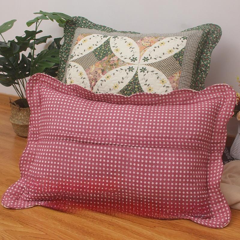 Soft and Comfortable Pillowcase Skin Friendly Breathable Fashionable Rustic Style Quilted Fabric Pillowcase Bedroom Decoration