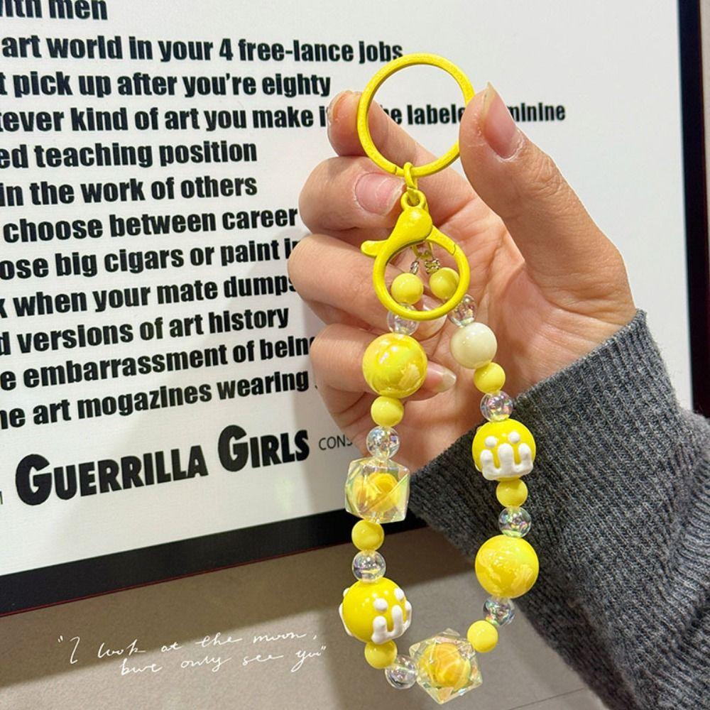 Candy Color Painted Beads Phone Chain Kawaii Decoration Anti-lost Wrist Strap Bag Decoration  Girl