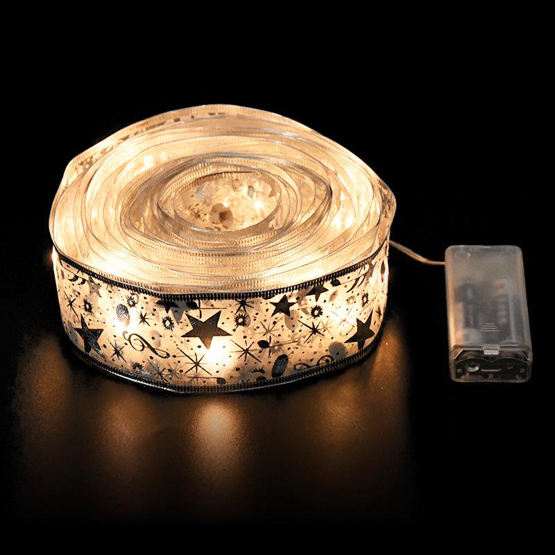 Christmas Decoration LED Ribbon Lights Christmas Tree Ornaments DIY Lace Bows String Light Navidad Home Decoration New Year 2025