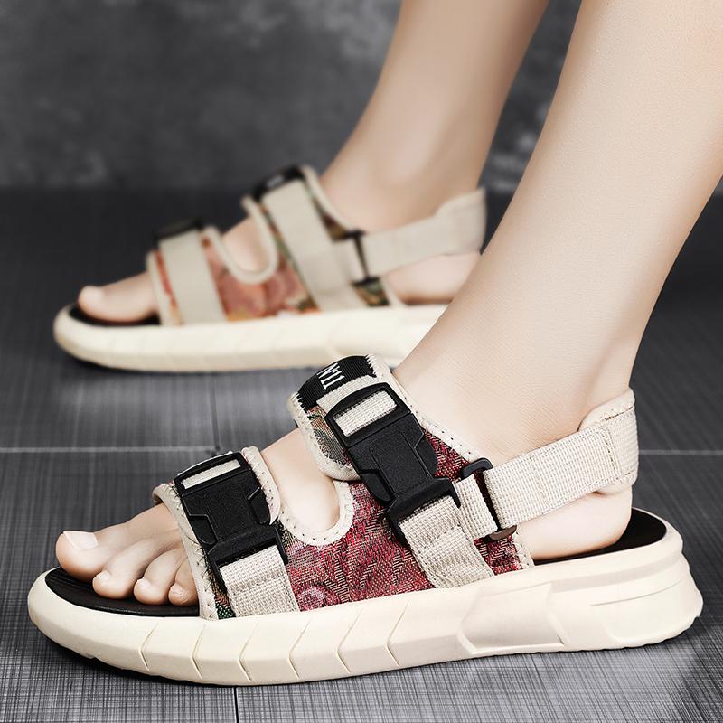 2024Men Sandals Shoes High Quality Breathable Oil Painting  Sandals Man Summer Outdoor Lightweight Beach Sandals One On Slippers