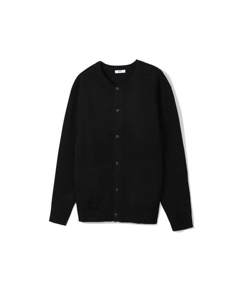 Notig Wool Blend Round Button Cardigan Black_Okw2Swcd201K1