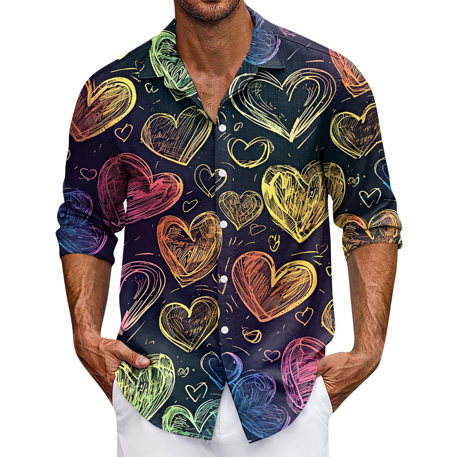 

Чоловіча повсякденна сорочка з довгим рукавом на ґудзиках XL