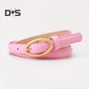 Women Belt Metal Oval Buckle Decor Multi Holes Design Adjustable Length Belt Imitation Leather Waist Strap Shirt Sweater Accessory