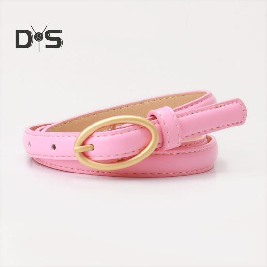 Women Belt Metal Oval Buckle Decor Multi Holes Design Adjustable Length Belt Imitation Leather Waist Strap Shirt Sweater Accessory