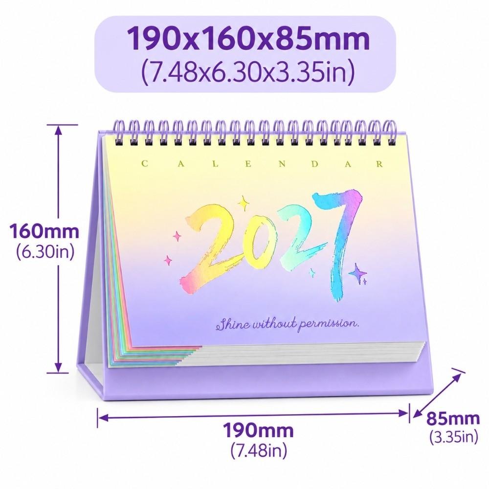 Dual-Sided Use 2027 Calendar Flip Design Table Calendar Portable Monthly Planner Calendar Students