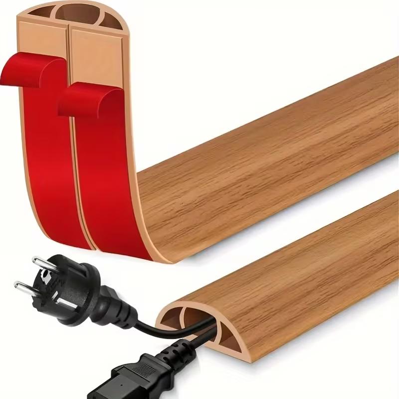 

1PC 1m/39.37inch Self Adhesive Floor Cord Cover Trimmable Cable Management PVC Low Profile Power Cord Protector Home Office 1m