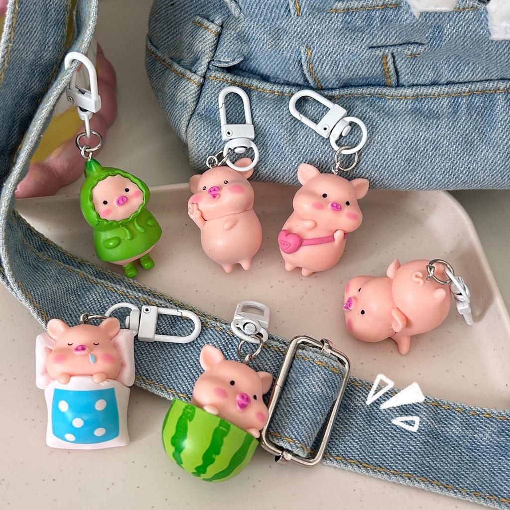 New 3D Piggy Keychain Cute Creative Cute Piggy Series Cartoon Animal Backpack Pendant Couple's Best Friend Gift Accessories