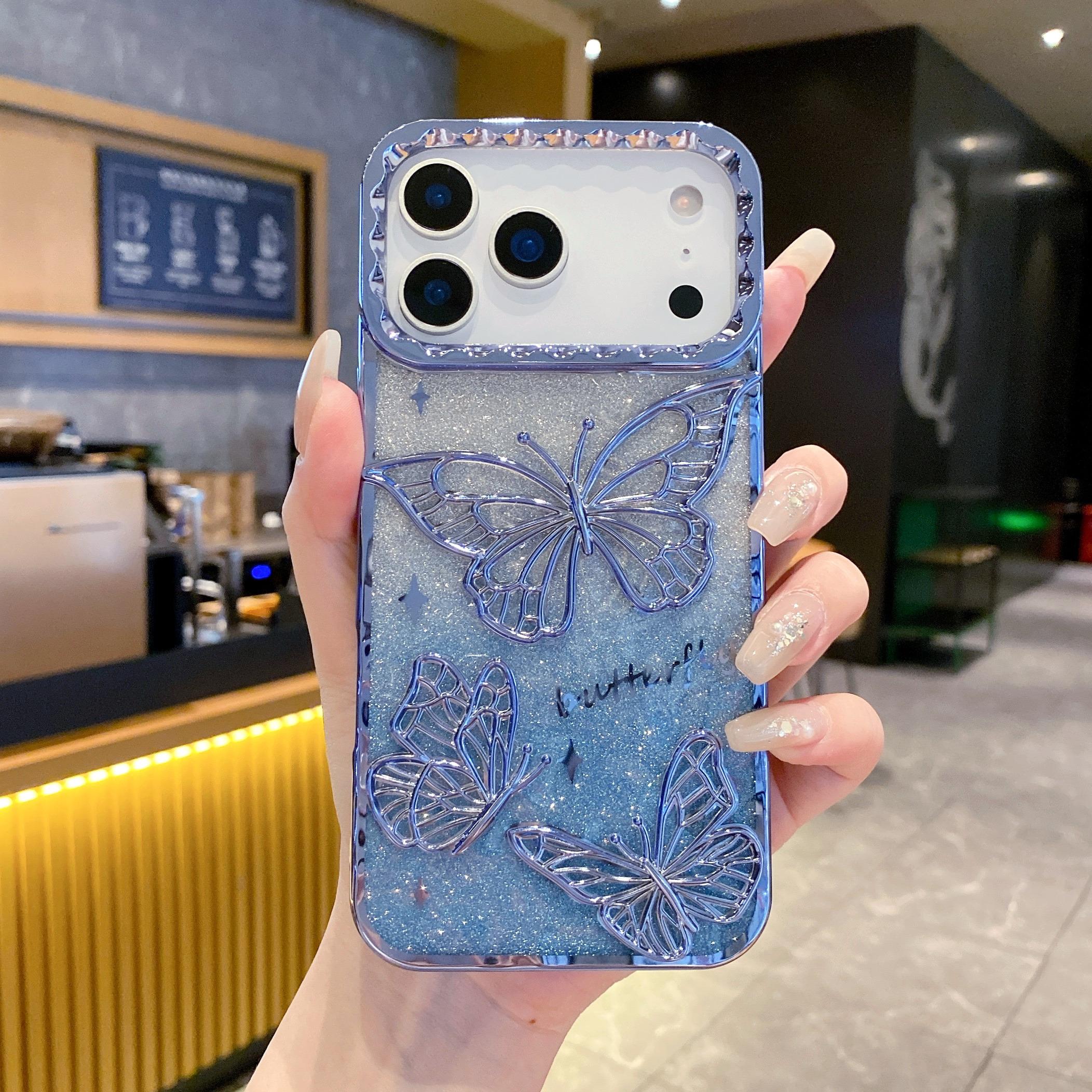 

Для чохла iPhone 17 Pro Max 3D Чохол для телефону з ТПУ з метеликом і градієнтним блискучим папером D