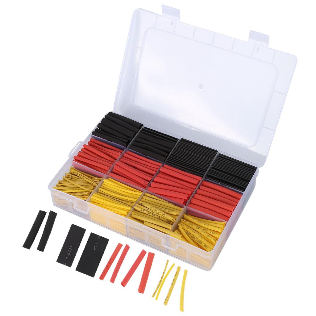800 Pcs Heat Shrink Tubing Red Yellow Black Shrinkable Insulated Wire Cable Protection Sleeves Combi