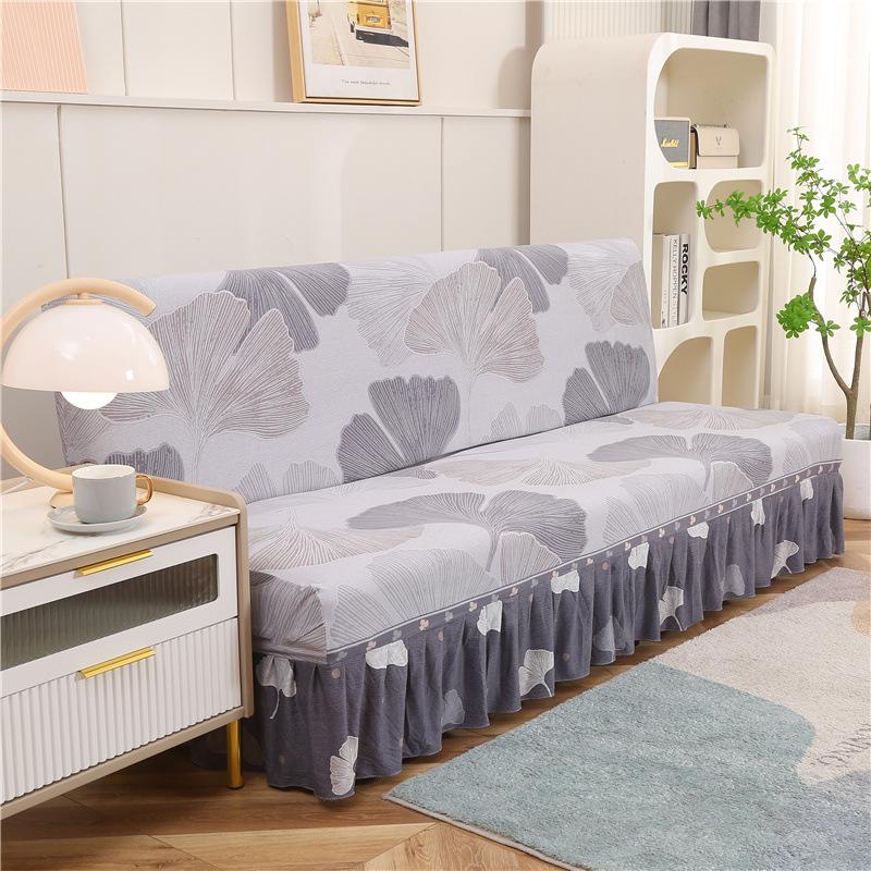 Printed Stretch Sofa Bed Cover Armless Folding Sofa Covers with Skirt Elastic Couch Slipcover for Living Room Funiture Protector