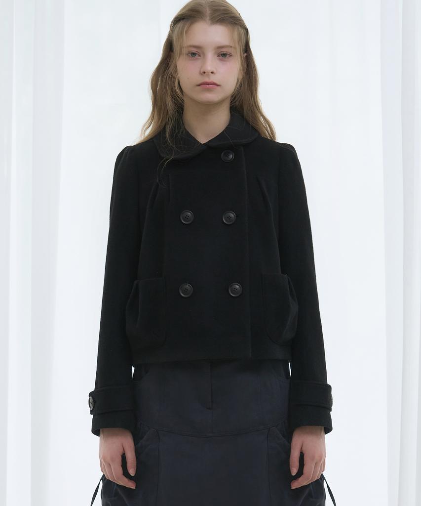REISE MIYA Cashmere Rosé Double Short Coat [Black]