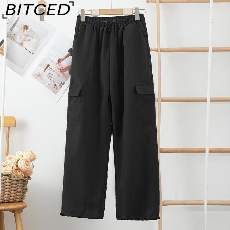 BITCED Quick-Dry Workwear Trousers for Women Summer/Autumn High-Waisted Wide-Leg Slimming Casual Trousers