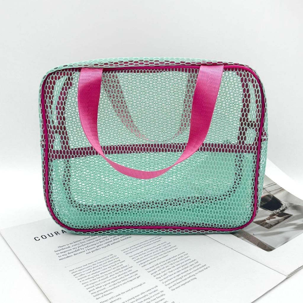 

See Through Makeup Bag Detachable Portable Toiletry Bag Beach Tote Bag Flexible Travel Cosmetic Case For Daily Makeup Beach Trip зелёный
