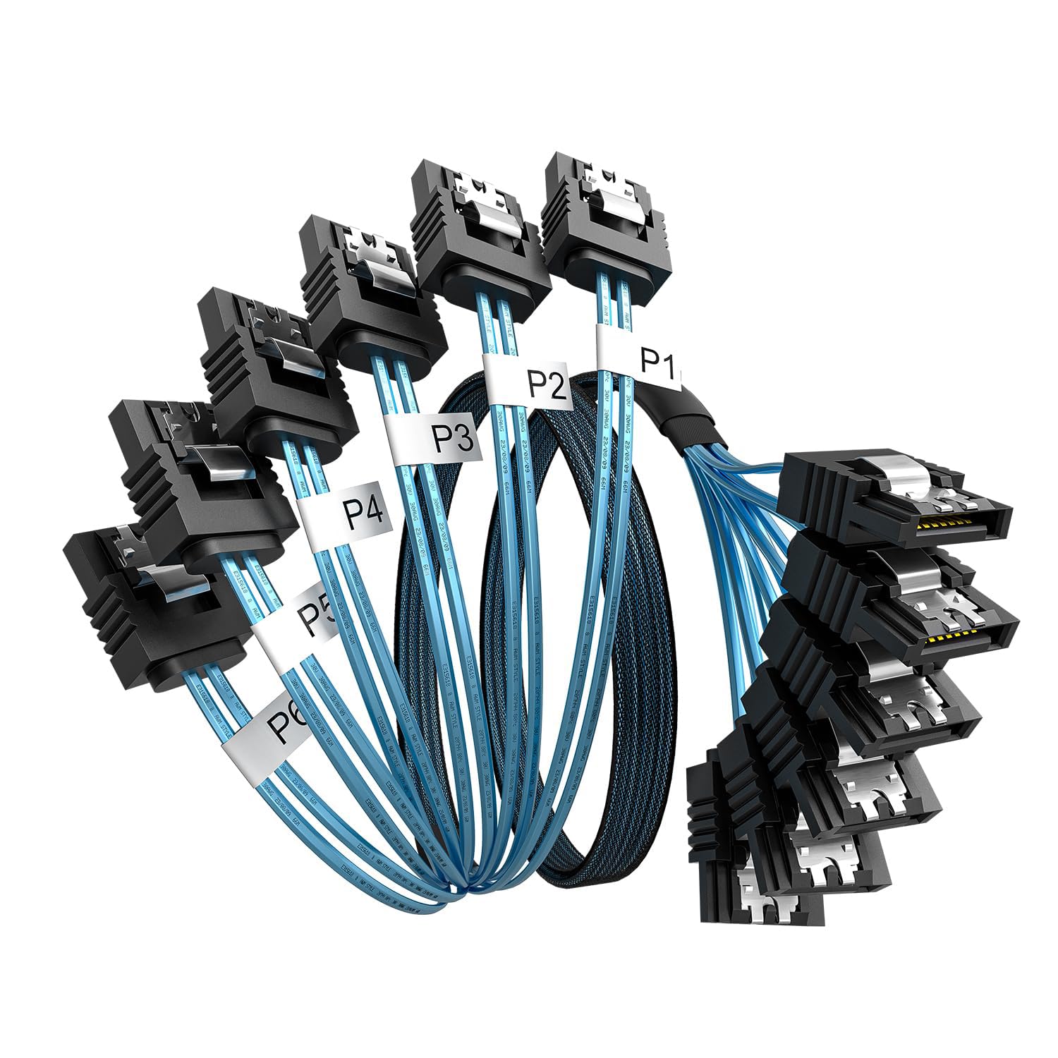 

Кабель Cyberplugs High Speed Sata to SATA 6Gbps Server Serial ATA з 1 м 6-Pack кабелів, засувками проти ковзання,