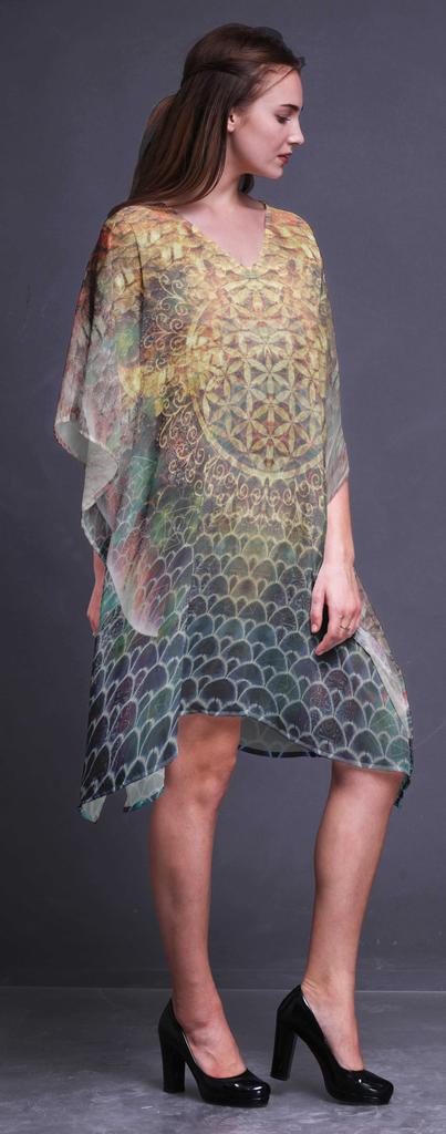 Phagun Short Caftan Midi Dress Beach Swimwear Cover Up Womens Kaftan-4X-5X