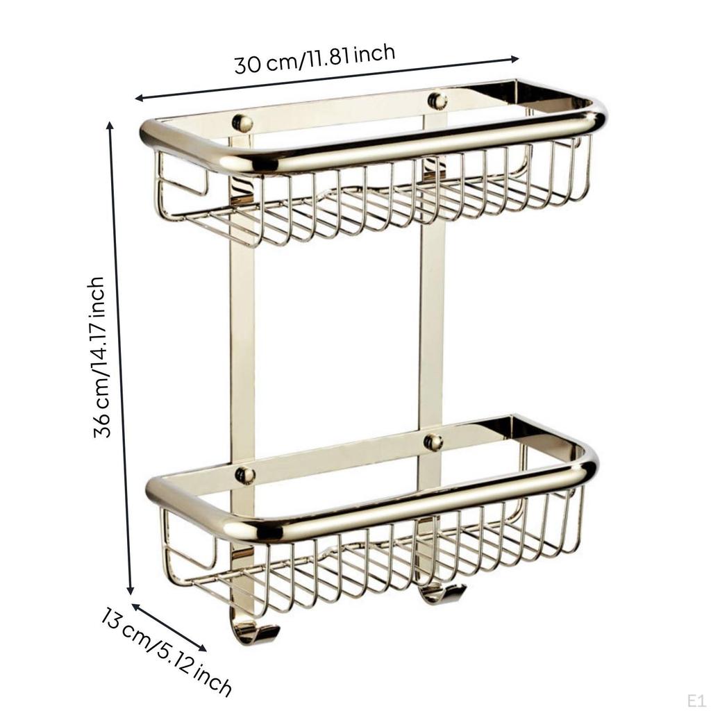 Lavatory Rack with Wire Baskets Brushed Wall Storage Basket SpaceSaving WallFixed Shower