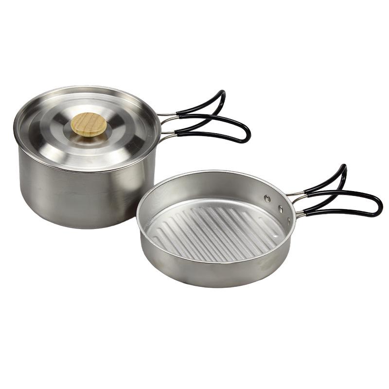 Portable Non-Stick Camping Cookware Set: Foldable Frying Pan & Soup Pot