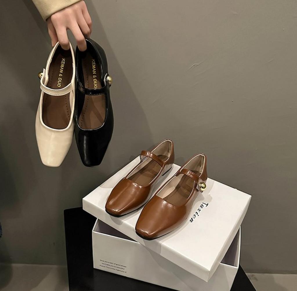 Fashion Retro women Simple Mary Jane Shoes Elegant Casual Flat Comfortable Ballerina Shoes Women's Soft-soled Shoes Chaussure