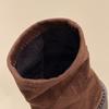 Fashion Aphixta 6cm Square Heel Black Ankle Boots Cotton Fabric Women Concise Platform Lady Footwear Shoes Women Warm Sock Boots Size 42