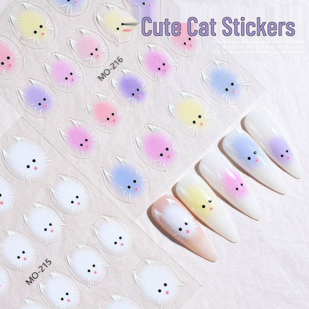 Xiaohongshu Süße Katzen-Nagelkunst-Aufkleber - Süßes und farbenfrohes Design