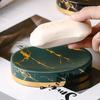 Marble Stripes Ceramics Bathroom Soap Dish Restaurant El Soap Storage Items Restroom Decorations Household Soap Box