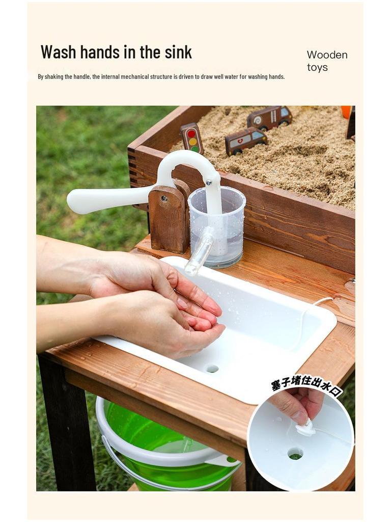 Kids' Wooden Sandbox and Water Play Outdoor Toys