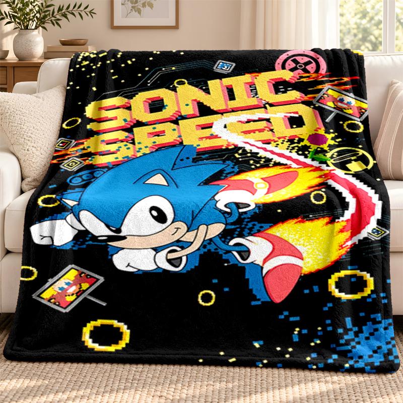Sonic blanket Flannel Blanket Soft Cozy Plush Throw for Sofa Bed Lightweight Home Decoration Outdoor camping