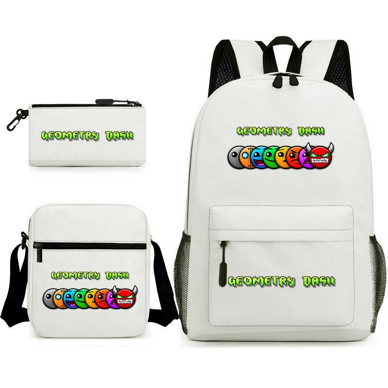 Geometric sprint trend starry sky schoolbag three-piece geometry dash heat transfer personalized backpack leisure bag
