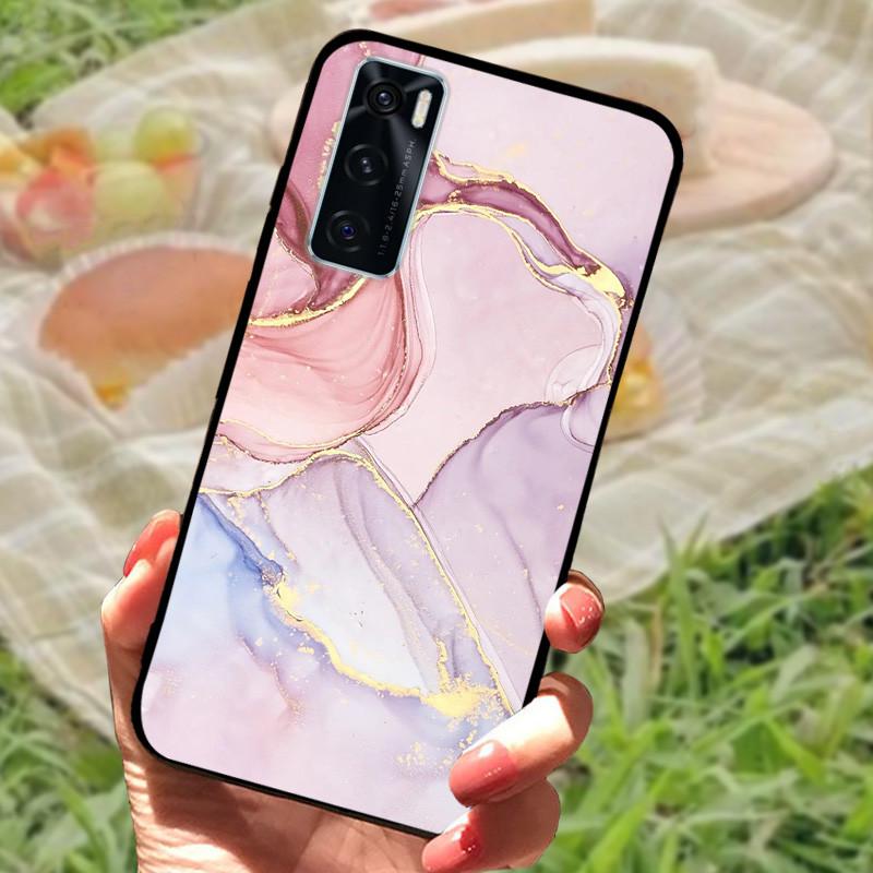För Vivo V20 SE Fodral Skydd V2022 V2023 Silikon Mjuk Marmor Svart Stötfångare Funda Coque för Vivo V20 2021 V 20 V20SE V2025 V2024