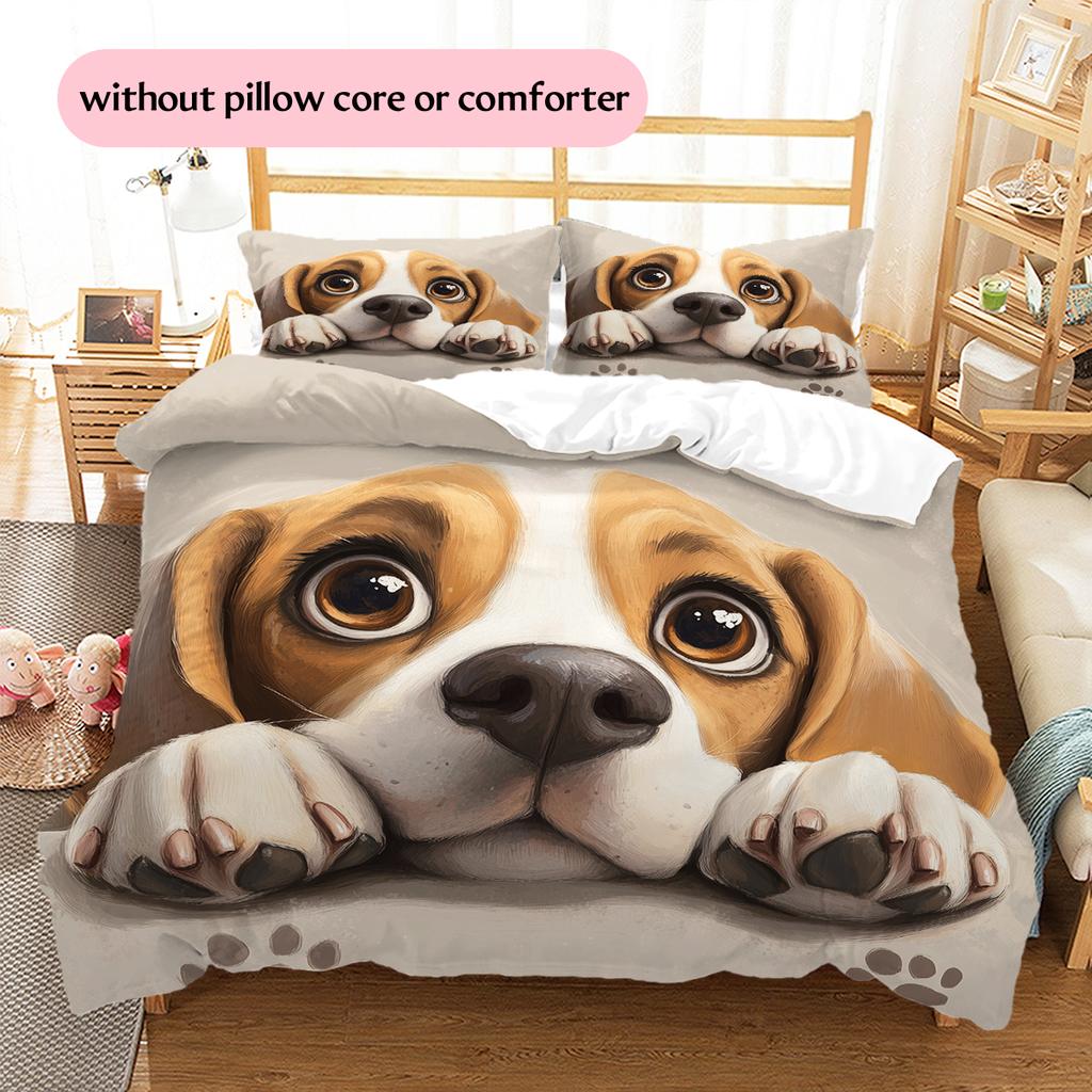 Beagle Pattern Bedding Home Decoration Birthday Gift (1 * Duvet Cover + 2 * Pillowcase, Without Core)