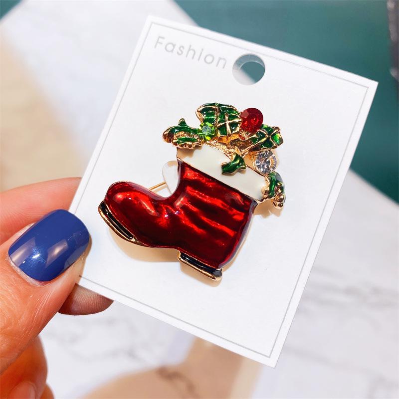Yimu Alloy Christmas Brooch - Santa Claus & Tree Ornament Corsage