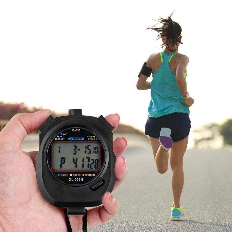 Double Screen Digital Stopwatches with 10 Lap Recorder Sweatproof Design Lightweight ABS Material for Athletic Timing