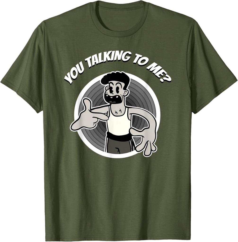 You Talking To Me Retro Cartoon Graphic Tee Men Casual Breathable Cotton TShirt