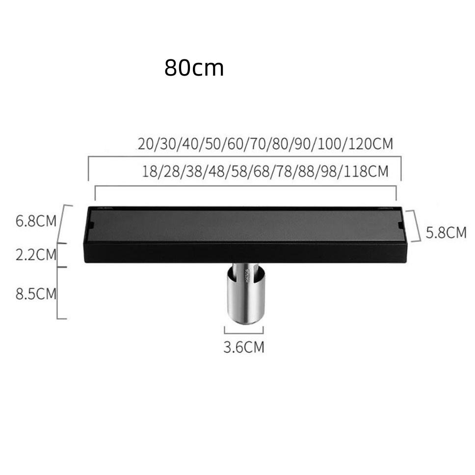 SUS 304 Stainless Steel Rectangle Shower Drain Linear Shower Floor Drain with Tile Insert Grate Bathroom Drainage Device