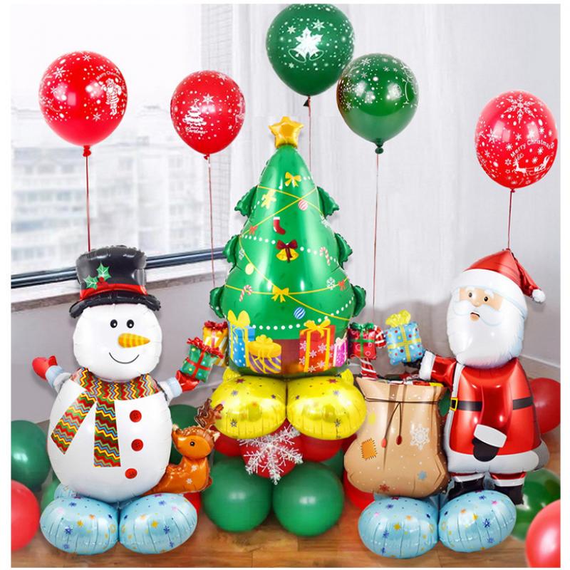 Grande pupazzo di neve di Natale Palloncino in lamina Palloncino in piedi Albero di Natale Palloncino Babbo Natale Scatola regalo Palloncino Decorazioni per feste di Natale