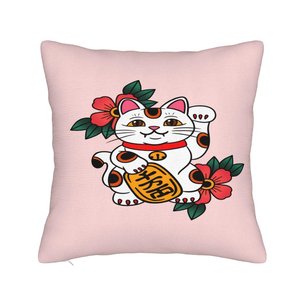 Maneki Neko Lucky Money Cat Pillow Case Soft Pillow Cover For Living Room Sofa Morden Pillowcases