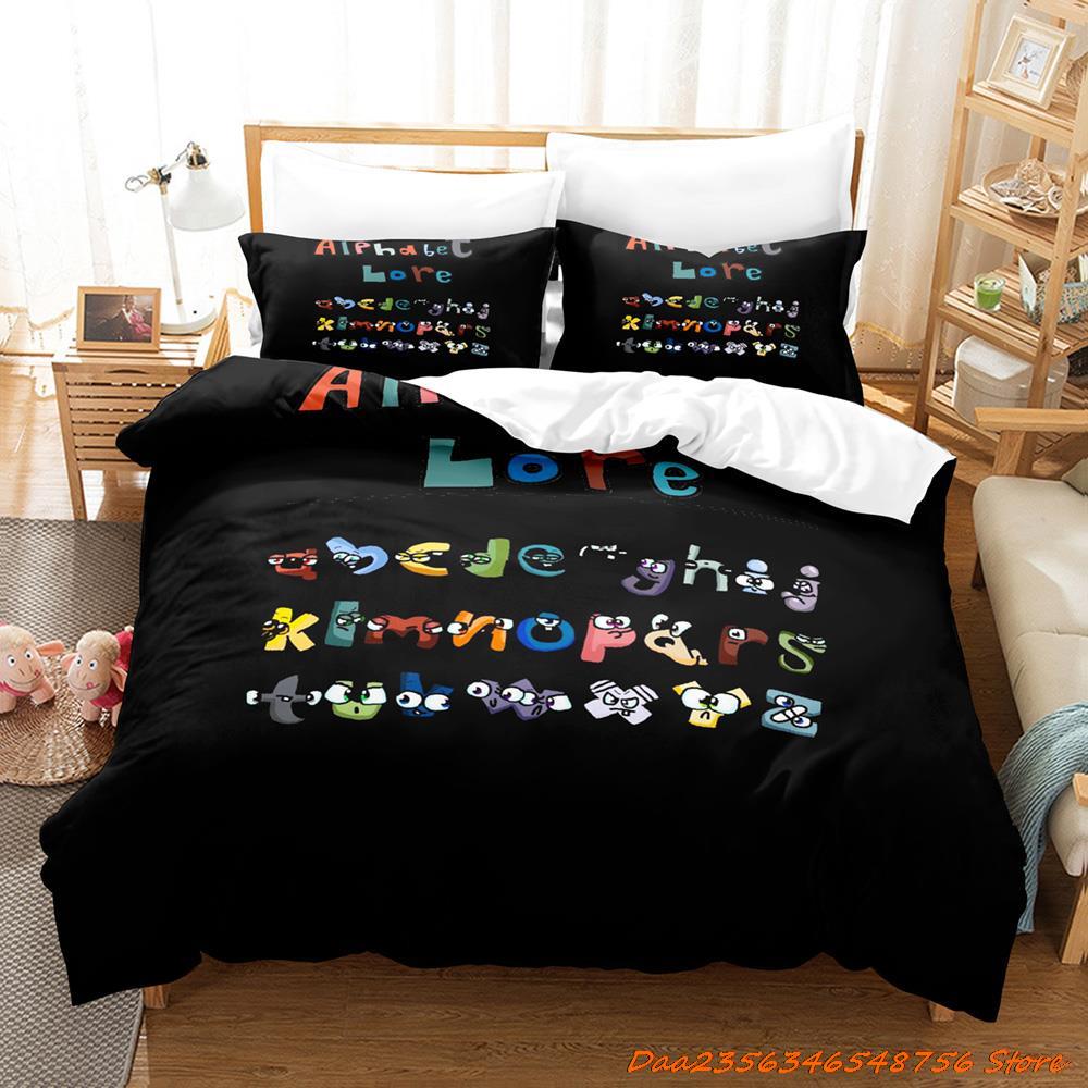 Comforter 26 Alphabet Lore Bedding Set Cartoon Anime Three-Piece Set Adult Kid Bedroom Duvet Sets Enlightenment 3D Print Kawaii